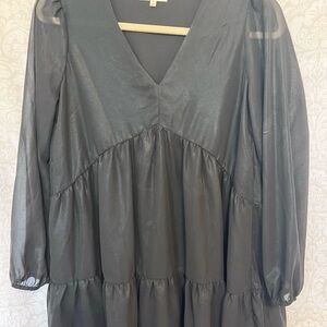 MELLODAY Shimmering Black Long Sleeve Dress